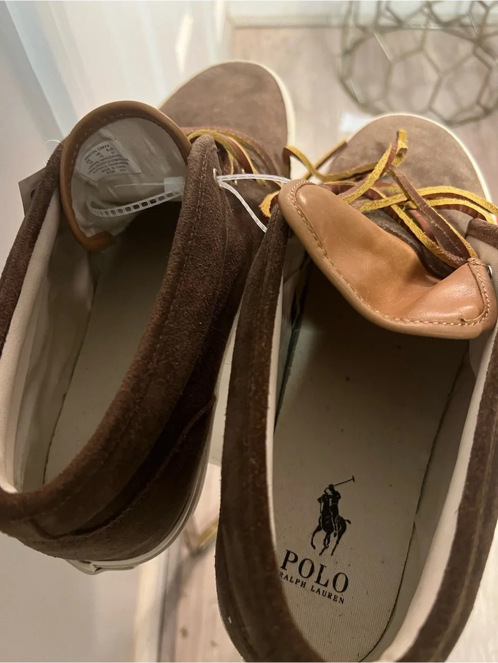 Polo by Ralph Lauren Brown Suede Chukka Boots with Tan Tongue